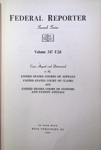 FEDERAL REPORTER, Second Series, Volume 347 F.2d