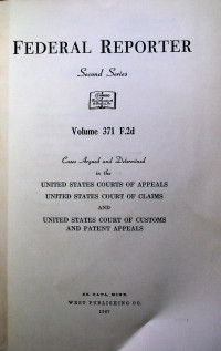 FEDERAL REPORTER, Second Series, Volume 371 F.2d