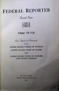 FEDERAL REPORTER, Second Series, Volume 370 F.2d