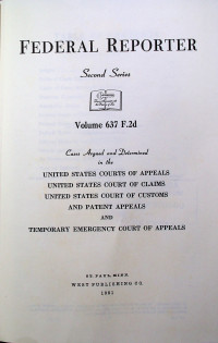 FEDERAL REPORTER, Second Series, Volume 637 F.2d