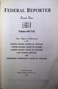 FEDERAL REPORTER Second Series Volume 630 F.2d