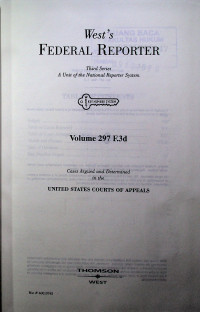 West`s FEDERAL REPORTER Third Series: A Unit of the National Reporter System Volume 297 F.3d
