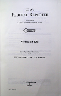 West`s FEDERAL REPORTER Third Series: A Unit of the National Reporter System Volume 296 F.3d