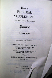 West`s FEDERAL REPORTER Second Series A Unit of the National Reporter System Volume 851