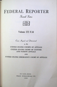 FEDERAL REPORTER Second Series Volume 272 F.2d