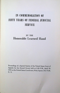 IN COMMEMORATION OF FIFTY YEARS OF FEDERAL JUDICIAL SERVICE