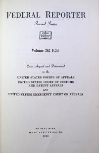 FEDERAL REPORTER Second Series Volume 262 F.2d