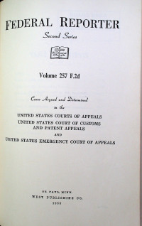 FEDERAL REPORTER Second Series Volume 257 F.2d