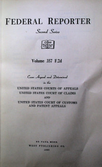 FEDERAL REPORTER Second Series Volume 357 F.2d