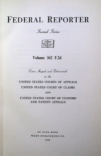 FEDERAL REPORTER Second Series Volume 362 F.2d