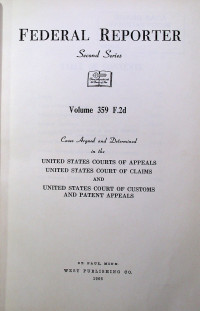 FEDERAL REPORTER Second Series Volume 359 F.2d