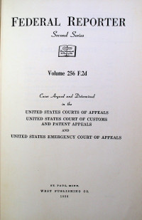 FEDERAL REPORTER Second Series Volume 256 F.2d