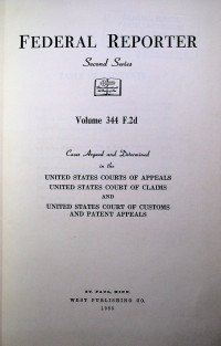 FEDERAL REPORTER Second Series Volume 344 F.2d