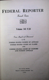 FEDERAL REPORTER Second Series Volume 343 F.2d