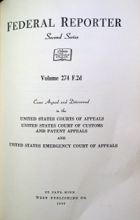 FEDERAL REPORTER Second Series Volume 274 F.2d