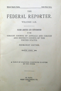 THE FEDERAL REPORTER VOLUME 113: CASES ARGUED AND DETERMINED IN THE CIRCUIT COURTS OF APPEALS AND CIRCUIT AND DISTRICT COURTS OF THE UNITED STATES. PERMANENT EDITION MARCH-APRIL, 1902