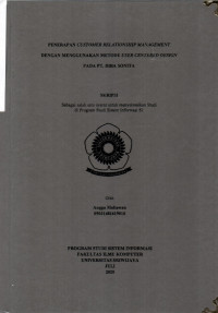 PENERAPAN CUSTOMER RELATIONSHIP MANAGEMENT DENGAN MENGGUNAKAN METODE USER CENTERED DESIGN PADA PT. DIRA SONITA