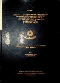 PEMANFAATAN SISTEM INFORMASI GEOGRAFIS TERHADAP ZONASI IMBUHAN AIRTANAH MENGGUNAKAN METODE APLIS PADA KAWASAN KARST GUDARAWANG DI DESA ARGAPURA, KABUPATEN BOGOR