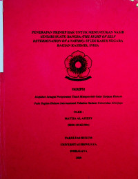 PENERAPAN PRINSIP HAK UNTUK MENENTUKAN NASIB SENDIRI SUATU BANGSA (THE RIGHT OF SELF DETERMINATION OF A NATION): STUDI KASUS NEGARA BAGIAN KASHMIR, INDIA