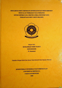 PENGARUH GOOD CORPORATE GOWRNANCE DAI\ PERTT'MBUHAN PENJUALAN TERIIAD AP TAX AVOIDANCE (STUDI EMPTRTS PADA SEKTOR Ar\rEKA INDUSTRI yAl\lc TERDAtr'TAR Dr BEr TAI{UN 2016-2019}