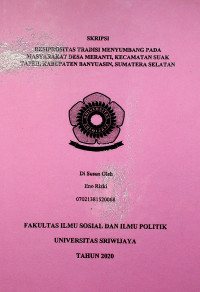 RESIPROSITAS TRADISI MENYUMBANG PADA MASYARAKAT DESA MERANTI, KECAMATAN SUAK TAPEH, KABUPATEN BANYUASIN, SUMATERA SELATAN