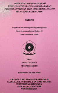 IMPLEMENTASI MUSYAWARAH PEMILIHAN/PENETAPAN ANGGOTA BADAN PERMUSYAWARATAN DESA (BPD) DI DESA MASAM BULAU KABUPATEN LAHAT