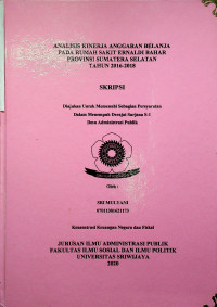 ANALISIS KINERJA ANGGARAN BELANJA PADA RUMAH SAKIT ERNALDI BAHAR PROVINSI SUMATERA SELATAN TAHUN 2016-2018