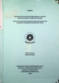 MODIFIKASI KNAPSACK SPRAYER DUA NOZZLE MENGGUNAKAN POMPA ELEKTRIK