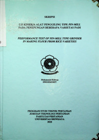 UJI KINERJA ALAT PENGGILING TIPE PIN-MILL PADA PENEPUNGAN BEBERAPA VARIETAS PADI