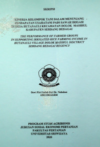KINERJA KELOMPOK TANI DALAM MENUNJANG PENDAPATAN USAHATANI PADI SAWAH IRIGASI DI DESA HUTANAULI KECAMATAN DOLOK MASIHUL KABUPATEN SERDANG BEDAGAI
