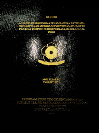 ANALISIS KEEKONOMIAN PENAMBANGAN BATUBARA MENGGUNAKAN METODE DISCOUNTED CASH FLOW DI PT. CITRA TOBINDO SUKSES PERKASA, SAROLANGUN, JAMBI