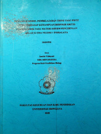 PENGARUH MODEL PEMBELAJARAN THINK TALK WRITE (TTW) TERHADAP KEMAMPUAN BERPIKIR KRITIS PESERTA DIDIK PADA MATERI SISTEM PENCERNAAN KELAS XI SMA NEGERI 1 INDRALAYA