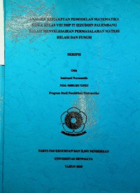 ANALISIS KEMAMPUAN PEMODELAN MATEMATIKA SISWA KELAS VIII SMP IT IZZUDDIN PALEMBANG DALAM MENYELESAIKAN PERMASALAHAN MATERI RELASI DAN FUNGSI