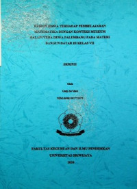 RESPON SISWA TERHADAP PEMBELAJARAN MATEMATIKA DENGAN KONTEKS MUSEUM BALAPUTERA DEWA PALEMBANG PADA MATERI BANGUN DATAR DI KELAS VII