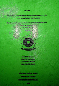 PRA RANCANGAN PABRIK PEMBUATAN NEOPENTANA KAPASITAS 23.000 TON/TAHUN