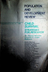 CHILD SURVIVAL STRATEGIES FOR RESEARCH: POPULATION AND DEVELOPMENT REVIEW