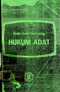 Bab-bab tentang HUKUM ADAT