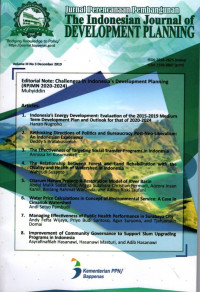 Jurnal Perencanaan Pembangunan: The Indonesian Journal of DEVELOPMENT PLANNING Volume III No 3 Desember 2019