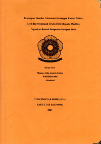 PENERAPAN STANDAR AKUNTANSI KEUANGAN ENTITAS MIKRO KECIL DAN MENENGAH (SAK-EMKM) PADA WEDDING ORGANIZER RUMAH PENGANTIN SEKAPUR SIRIH