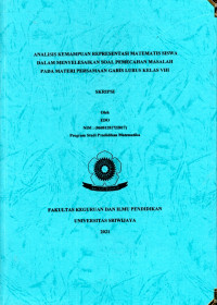 ANALISIS KEMAMPUAN REPRESENTASI MATEMATIS SISWA DALAM MENYELESAIKAN SOAL PEMECAHAN MASALAH PADA MATERI PERSAMAAN GARIS LURUS KELAS VIII