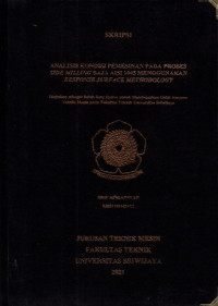 ANALISIS KONDISI PEMESINAN PADA PROSES SIDE MILLING BAJA AISI 1045 MENGGUNAKAN RESPONSE SURFACE METHODOLOGY