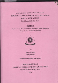 JURNALISME LINGKUNGAN DALAM PEMBERITAAN ISU LINGKUNGAN OLEH PORTAL BERITA KOMPAS.COM (Edisi Januari-Oktober 2020)