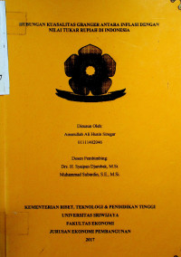 HUBUNGAN KAUSALITAS GRANGER ANTARA INFLASI DENGAN NILAI TUKAR RUPIAH DI INDONESIA
