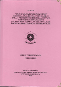 PERAN WAHANA LINGKUNGAN HIDUP INDONESIA (WALHI) SUMATERA SELATAN DALAM PROGRAM PEMBERDAYAAN PETANI DI EKOSISTEM RAWA GAMBUT (STUDI DI DESA NUSANTARA KECAMATAN AIR SUGIHAN KABUPATEN OGAN KOMERING ILIR)