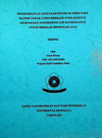 PENGEMBANGAN LKPD ELEKTRONIK (E-LKPD) PADA MATERI GERAK LURUS BERBASIS STEM (SCIENCE, TECHNOLOGY, ENGINEERING AND MATHEMATICS) UNTUK SEKOLAH MENENGAH ATAS