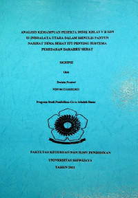 ANALISIS KEMAMPUAN PESERTA DIDIK KELAS V B SDN 02 INDRALAYA UTARA DALAM MENULIS PANTUN NASIHAT PADA TEMA SEHAT ITU PENTING SUBTEMA PEREDARAN DARAHKU SEHAT