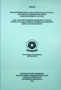ANALISIS PEMASARAN LADA DI DESA MUARA RUNGGA KECAMATAN PASEMAH AIR KERUH KABUPATEN EMPAT LAWANG