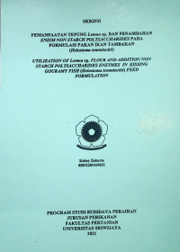 PEMANFAATAN TEPUNG Lemna sp. DAN PENAMBAHAN ENZIM NON STARCH POLYSACCHARIDES PADA FORMULASI PAKAN IKAN TAMBAKAN (Helostoma temminckii)