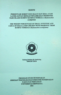 PERSENTASE BOBOT USUS HALUS DAN SEKA AYAM LAYER JANTAN DENGAN PENAMBAHAN PROBIOTIK DARI SILASE RUMPUT KUMPAI TEMBAGA (Hymenachne acutigluma)