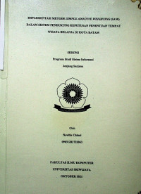 IMPLEMENTASI METODE SIMPLE ADDITIVE WEIGHTING (SAW) DALAM SISTEM PENDUKUNG KEPUTUSAN PENENTUAN TEMPAT WISATA BELANJA DI KOTA BATAM